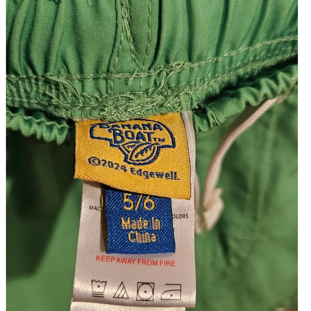 Banana‎ Boat Kids Boys Swim Trunks Size 5/6 Green Citrus Print UPF50+ Shorts